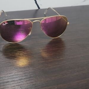 Ray-Ban Aviator Sunglasses with Purple Mirror Lenses
